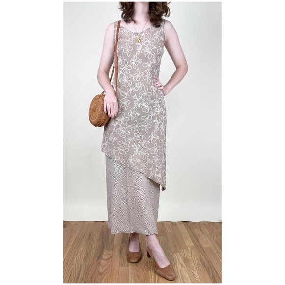 Vintage Summer Sundress Slip Mini Midi Maxi Sun Dress Floral Coastal Boho Flowy - Picture 1 of 8